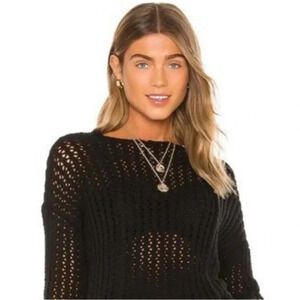 Lovers + Friends Rilo open knit top black 3/4 sleeves Size XS